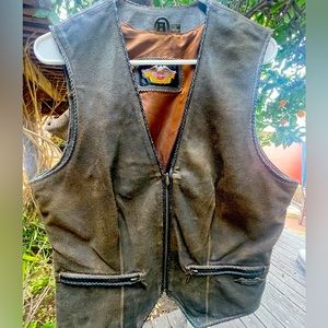 Vintage 90s Harley Davidson Billings leather vest. Women's medium.